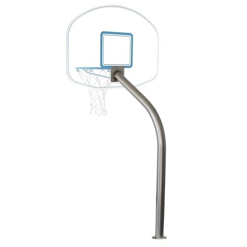 Dunn-Rite Clear Hoop Jr. Deck-Mounted Poolside Basketball Hoop w/Ball, 2 & 3/8" Brass Anchor w/Cap, & 14 Inch Stainless Steel Rim - Thumbnail 7