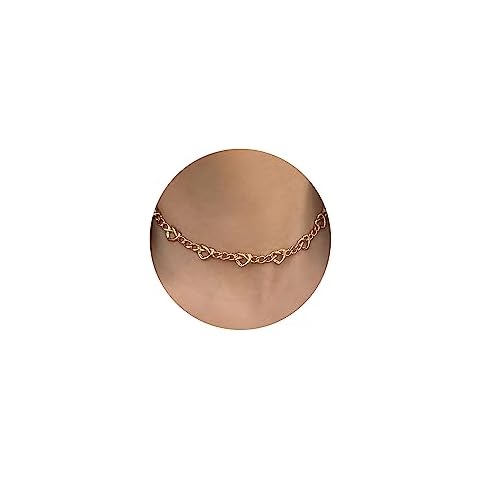 LecAit Heart Choker Necklace,Little Heart Link Chain Necklaces for Teen 14k Gold Plated Aesthetic Dainty Gold Necklace Simple Gold Jewelry for Women Gifts Cover