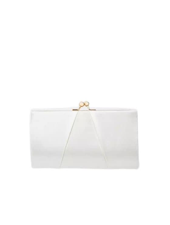 Swanky Swans Mira Satin Classic Frame Bag, Damen Clutch, Beige (Ivory), 5.1x12x20.8 cm (W x H L)