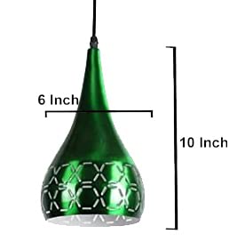 Image of GreyWings Metal Cut 3 Light Cluster Hanging Light Ceiling Pendant Lamp, 6 inch Small, Green