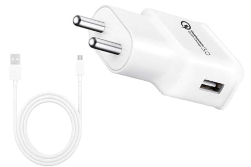 Image of Original Adaptive Fast Charger with USB-A to Micro USB Cable | 15W Wall Adapter for Galaxy J7, J2, On7, S7, S6, A5, A7, Note 4, Note 5, Tab A, Tab E, Grand Series - F,White