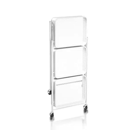 Carrinho Organizador 3 Prateleiras Multiuso Dobrável Branco