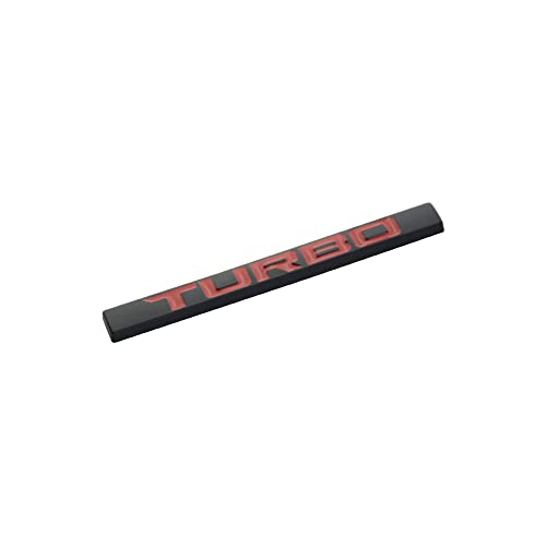 Image of 2PC Aluminum Stick ON Polish Text Turbo Decal Emblem Trim Badge Logo 3D Metal Turbo Premium CAR Side Fender Rear Trunk Emblem Badge (Black Red)