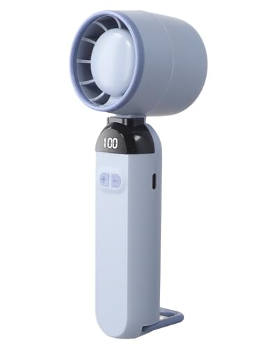Vibsky Ventilador de mano plegable con carga USB y pantalla digital, mini ventilador portátil para viajes y belleza, color blanco