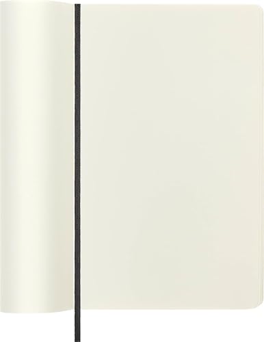 Moleskine Klassisches Notizbuch, Notizbuch mit Weißen Seiten, Weicher Einband und Elastischer Verschluss, Großes Format 13 x 21 cm, Farbe Schwarz, 192 Seiten