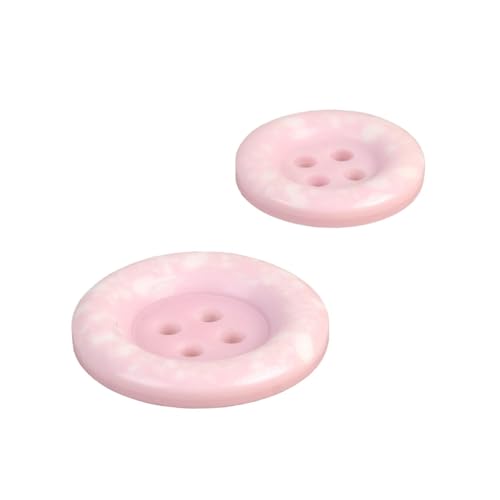 MYMERCERIE - Lote de 6 botones redondos de plástico reciclado, 4 agujeros, color rosa