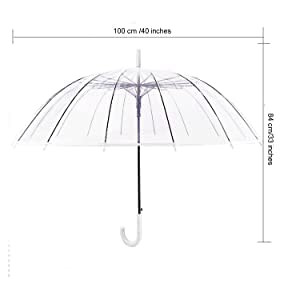 Image of Transparent With Long And Foldable Umbrella For Ourdoor Uses Like Camping,Heeking And Heavy Rain | big size windproof umbrella (Pack Of 1).