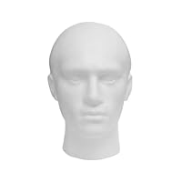 Polystyrene Male/Female Mannequin Heads for Display, Lightweight & Durable, Perfect for Wigs, Hats, Scarves, and Accessories (Male)