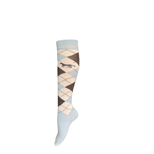 Cozy Flair Women’s Knee High Socks - 6 Pairs | Argyle Horses Design | Multicolored Cotton Rich | Equestrian Riding Boot Socks | Fits UK 4-7, EU 35-39 | Stylish and Comfortable for Everyday Wear