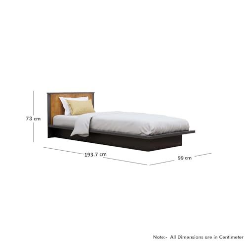 Image of Bniture Modern Low Height Single Size Bed Without Storage | Engineered Wood Platform Bed Headboard | Bed King Size Wooden Cot Double Bed for Bedroom 3 Year Warranty (Slate Grey & Giant Wood)