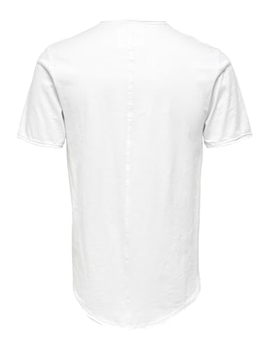Herren O&S Rundhals T-Shirt Langes Einfarbiges Kurzarm Shirt Basic Shortsleeve aus Baumwolle ONSBENNE