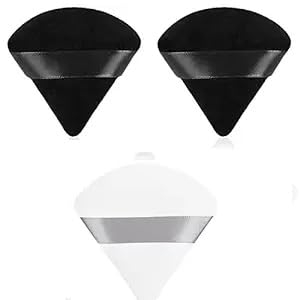 Image of SUNISA 3 Pieces Triangle Cosmetic Loose Powder Puffs Washable Reusable Soft Plush Foundation Sponge for Face Body Wet Dry Makeup Tool- Multicolor Pack of 3