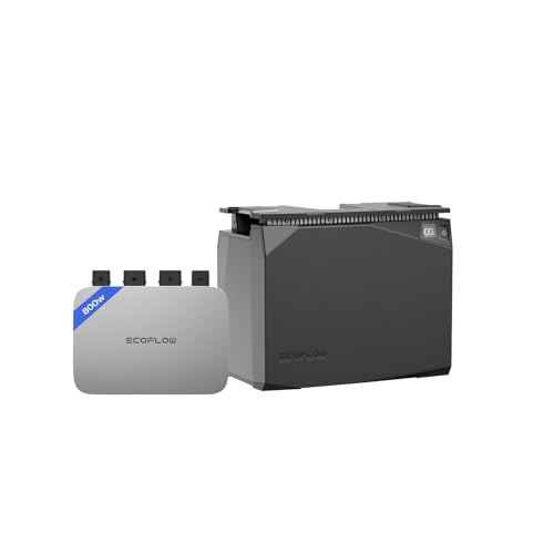 EcoFlow Powerstream Balkonkraftwerk mit Speicher 0% VAT, WLAN netzgekoppelter Mikrowechselrichter 800W, 2kWh Wasserdichter Akku, App-Steuerung, Energieverbrauchssteuerung