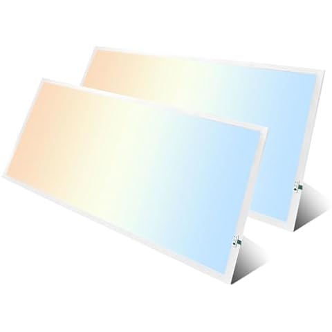 2X4 LED Flat Panel Light with Emergency Battery Backup, 50W 3000K/4000K/5000K, 0-10V Dimmable, 6500 Lumens, LED Drop Ceiling Lights, 100-277V, DLC UL Listed, Ultra Thin Back-Lit (2 Pack) Cover