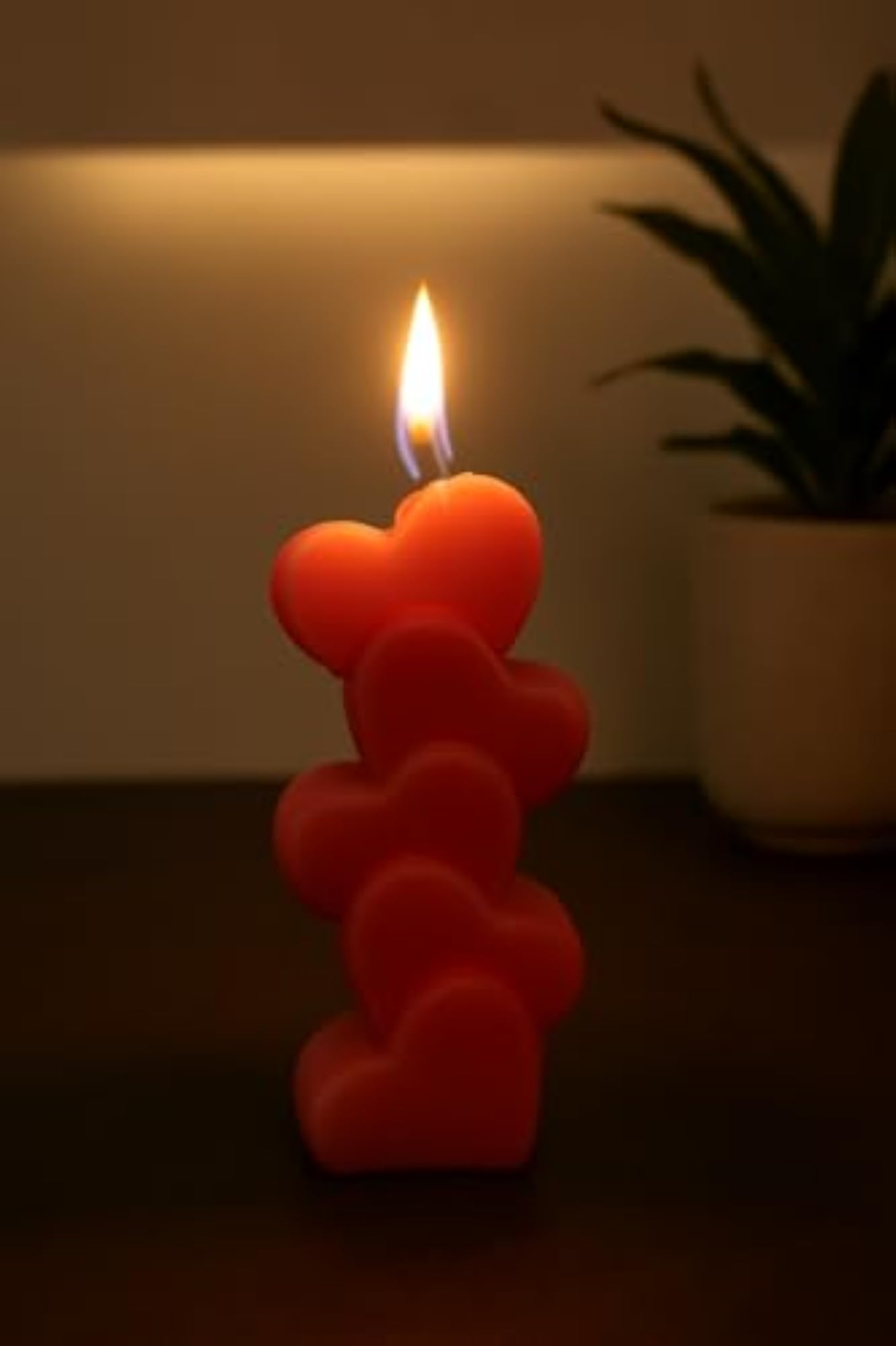 Heart Pillar Candle - Red, 4 Stack Design, Romantic Gift