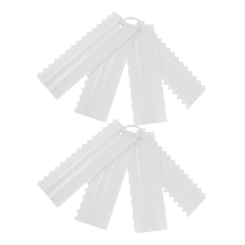 TOPPERFUN 2 Juegos Doble Cara de Rasquetas para Tartas de Plástico PP de Peines Decorativos para Ondulados y Dentados Herramientas Reutilizables para Alisar Glaseado y Fondant Repostería