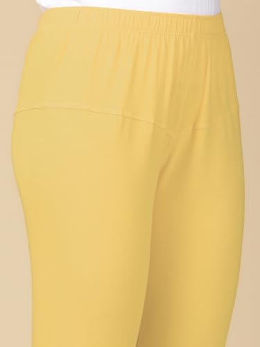 Image of Lux Cozi PYNK Solid Premium Cotton Lycra Churidar Leggings for Women | Regular Fit Elastic Waist Full Length Women Leggings | Free Size
