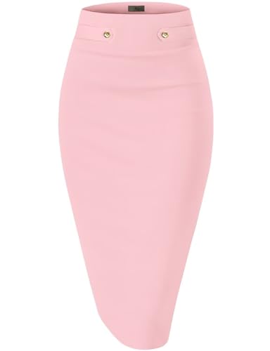 Image of Hybrid & Company Womens Pencil Skirt Premium Nylon Ponte Stretch Office Made in The USA Below Knee