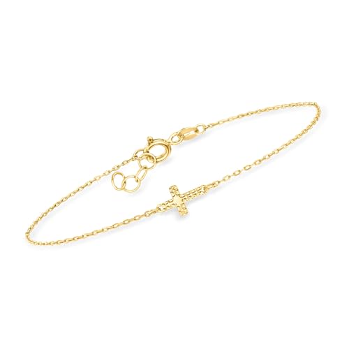Ross-Simons Italian 10kt Yellow Gold Sideways Cross Bracelet