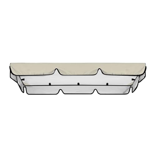 Swing Canopy Replacement Cover, Waterproof Sun Shade Porch Swing Canopy Replacement Top for 2-3 Seater Outdoor Garden Yard Patio Swing Cover (Beige, 75×52×5.9 Inch)