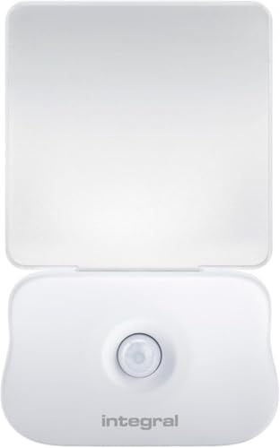 Integral LED Motion Sensor Night Light, Battery Operated with Dusk to Dawn Photocell Sensor, for Hallways, Landings, Stairs, Kitchens, Bedrooms, Baby’s Nursery and More, Transparent, 1-Pack