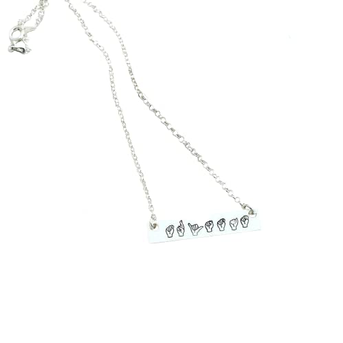 Personalized Bar Necklace - Hand Stamped Sign Language Bar Necklace