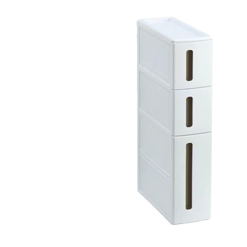 Lamantt 14cm引き出し式隙間収納キャビネット、超狭隙間、洗面台・化粧台キッチン、プラスチック製、移動可能、キャスター付き、多機能、シンプル、ホワイト (三?)