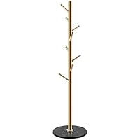 Homde Metal Coat Rack Stand with Natural Marble Base, Stainless Steel Freestanding Coat Tree Hanger with 8 Hooks, Hall Tree for Clothes Jackets Hat Scarves Handbags Entryway Bedroom