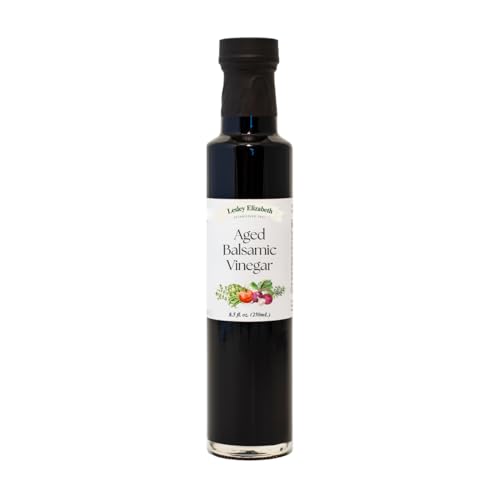 Image of Lesley Elizabeth Aged Balsamic Vinegar - Authentic Modena Italian Balsamic, Rich & Syrupy Flavor - Perfect for Salads, Veggies, Meats & Cheese - 8.5 fl oz (250ml) Glass Bottle