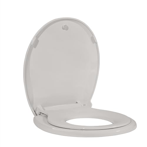 Toilet Seat, Round Toilet Seat with Toddler Seat Built in, Potty Training Toilet Seat Round Fits Both Adult and Child, with Slow Close and Magnets- Round Biscuit