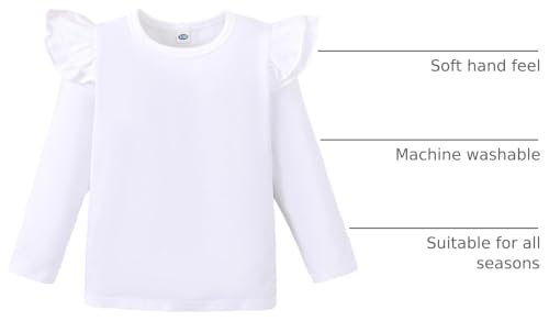 Image of Magic Park 1-14Y Toddler Ruffle T Shirt Girls Solid Color Blouse Kids Girl Short Long Sleeve Tops Casual Tee