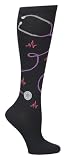 Nurse Mates Women's Calf Socks | 12-14 mmHg Compression | Superior Support & Comfort | 1 Pair | Black Stethoscope