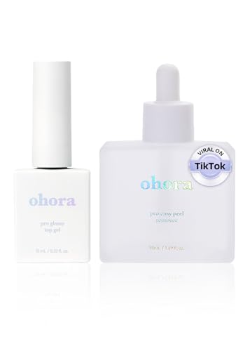 ohora Bundle Set (Nail Essential Duo) - Easy Peel Remover & Top Gel Value Care Combo Use with Any Semi Cured Gel Nail Strip Easy to Use Gentle Formula