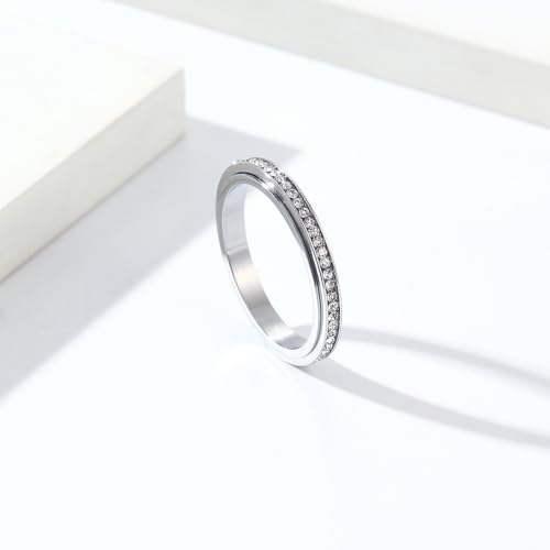 Fidget Ring for Anxiety Stainless Steel Spinner Ring 3mm Wedding Band for Women Size 5-104