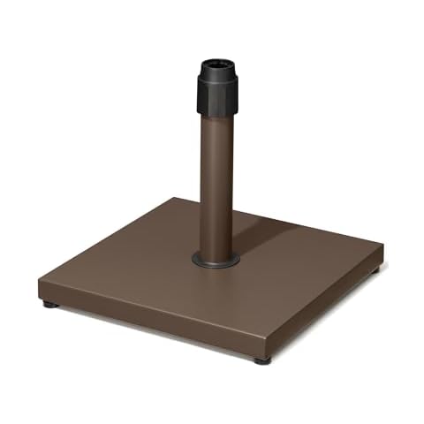 JOINHOM 45lbs Patio Umbrella Base - Heavy Duty Outdoor Patio Market Umbrella Stand for Deck, Poolside, Balcony, Wind-Resistant Design,Brown Cover