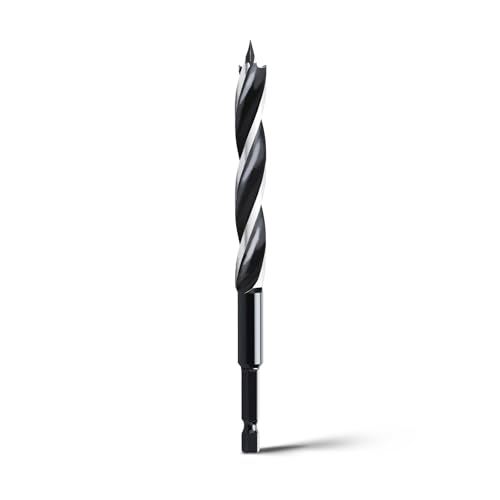1/2 x 6 Auger Drill Bit for Soft and Hard Wood Plastic Drywall and Composite Materials - 1/4 Quick Change Hex Shank Tri Flute Wood Drill Bit