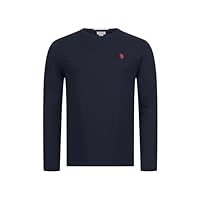 U.S. POLO ASSN. Herren Shirt (M-3XL) Basic Langarm Rundhals Longsleeve Casual Oberteil P003 - Navy-Rot Größe L - Gr. L
