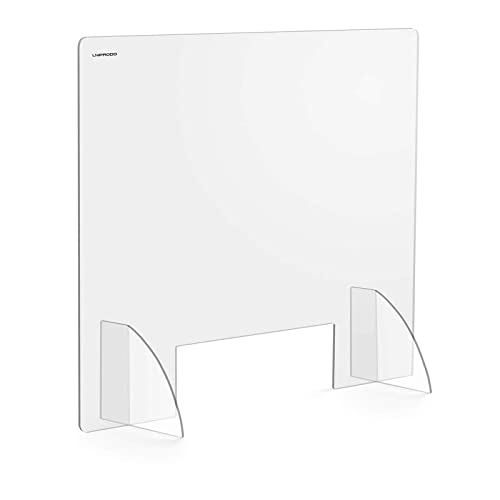 Uniprodo Mampara Anticontagio Protector Para Comercio UNI-PPG02 (Montaje sin herramientas, Dimensiones: 95 x 80 cm, Fabricado en acrílico, Con ventanilla de 30 x 10 cm)