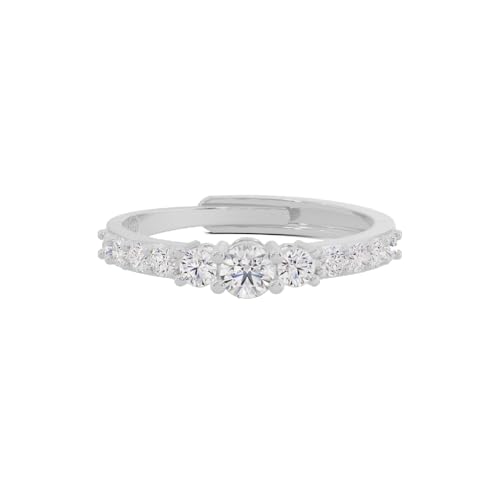 Image of U ARE 925 Sterling Silver 18K Gold and Rose Gold Plated Sparkling Three-Stone Ring | Gift for Women and Girls | With Certificate of Authenticity and 925 Stamp