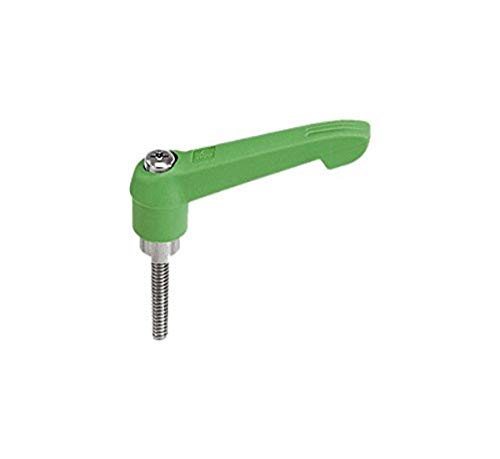 Image of Kipp 06611-31086X60 Fiberglass Reinforced Plastic /Steel Adjustable Handle with M10 External Thread, Novo.Grip Style, Stainless Steel Components, Metric, 60 mm Screw Length, Size 3, Signal Green Color