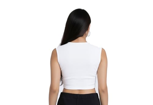Image of Women's & Girl's Plain Black & White Tank Tops Crop Top (Set of 2)