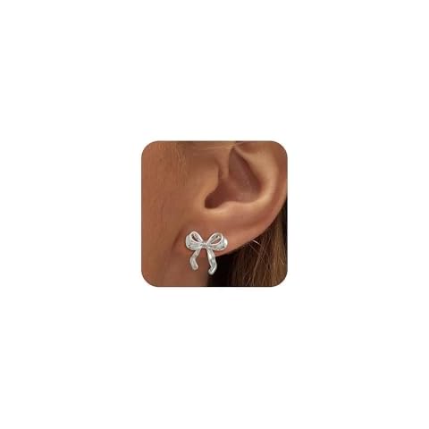 ASCOMY 14K Silver Plated Bow Earrings Cover