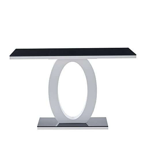 Panana Modern Smooth High Gloss Kitchen Dining Table 120cm Length Dining Room Furniture Table (Black with O shape)