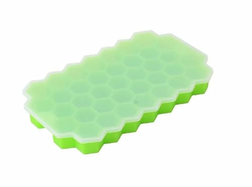 Image of AIG Silicone Ice Cube Trays with Lids - 1 Pack Easy-Release Hexagon Ice Maker for Freezer, Reusable Food-Grade Ice Molds for Cocktail Bar, Whiskey, Iced Coffee & Home Kitchen (Green)