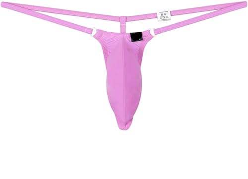 Ultra Thin Ice Silk Men's Thongs Low-Rise G-String Briefs with Elastic Fit & Double Ring Belt