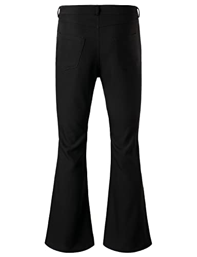 JOGAL Mens Bell Bottom Pants 70s Disco Outfits Slim Fit Retro Flared Trousers