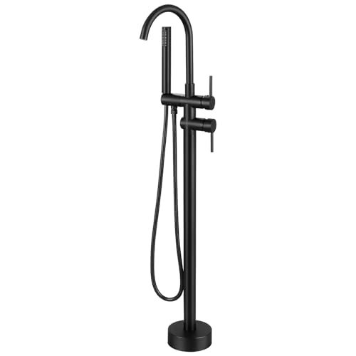 FDKW Free Standing Bathtub Faucet, Matte Black Floor Mount Tub Filler, Freestanding Tub Faucets with...