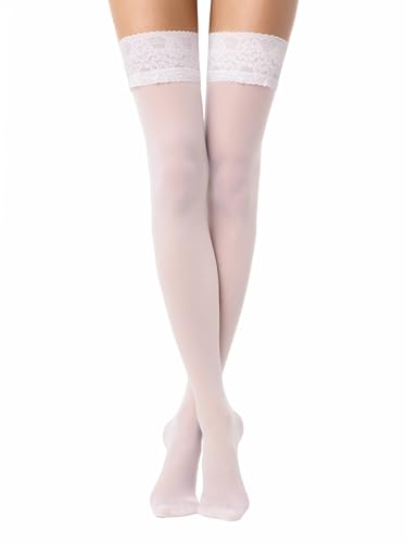 Image of Conte Semi Opaque Thigh Highs Self-Supported Stockings Silicone Lace Top Stay Ups Class 40 Den