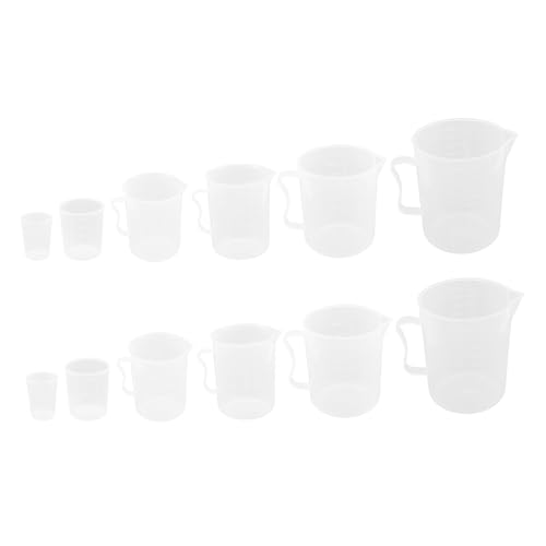 Didiseaon 12 piezas Vasos Medidores Transparentes con Escala Graduada para Cocina y Tiendas de Té Plástico Resistente Fácil Limpieza Capacidad Variada Reutilizable