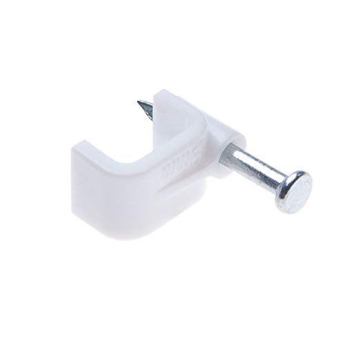 100 Pcs White Cable Clips - 6mm Flat Wire Management For Ethernet, Phone & Network Cables